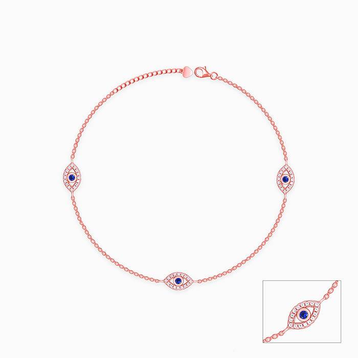 Giva 925 Sterling Silver Rose Gold Red Evil Eye Anklets,Single| Gifts For Women And Girls  : A0186