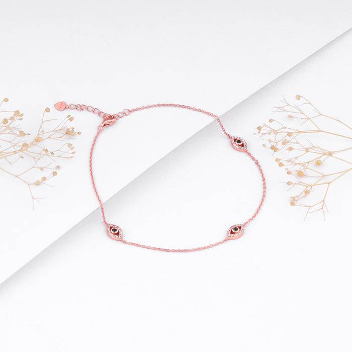 Giva 925 Sterling Silver Rose Gold Red Evil Eye Anklets,Single| Gifts For Women And Girls  : A0186