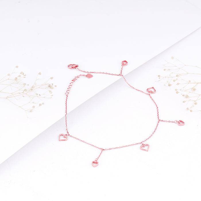 Giva 925 Sterling Silver Rose Gold String Of Hearts Anklets,Single| Gifts For Women And Gi : A0189