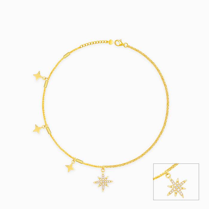 Giva 925 Sterling Silver Golden North Star Anklets,Single| Gifts For Women And Girls | Wit : A0191