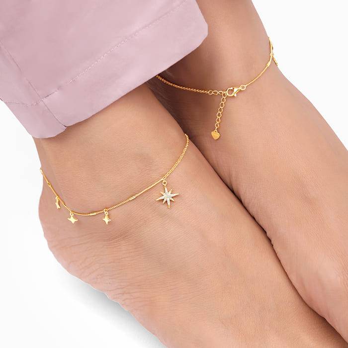Giva 925 Sterling Silver Golden North Star Anklets,Single| Gifts For Women And Girls | Wit : A0191