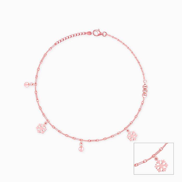 Giva 925 Sterling Silver Rose Gold Snowflake Anklets,Single| Gifts For Women And Girls | W : A0194