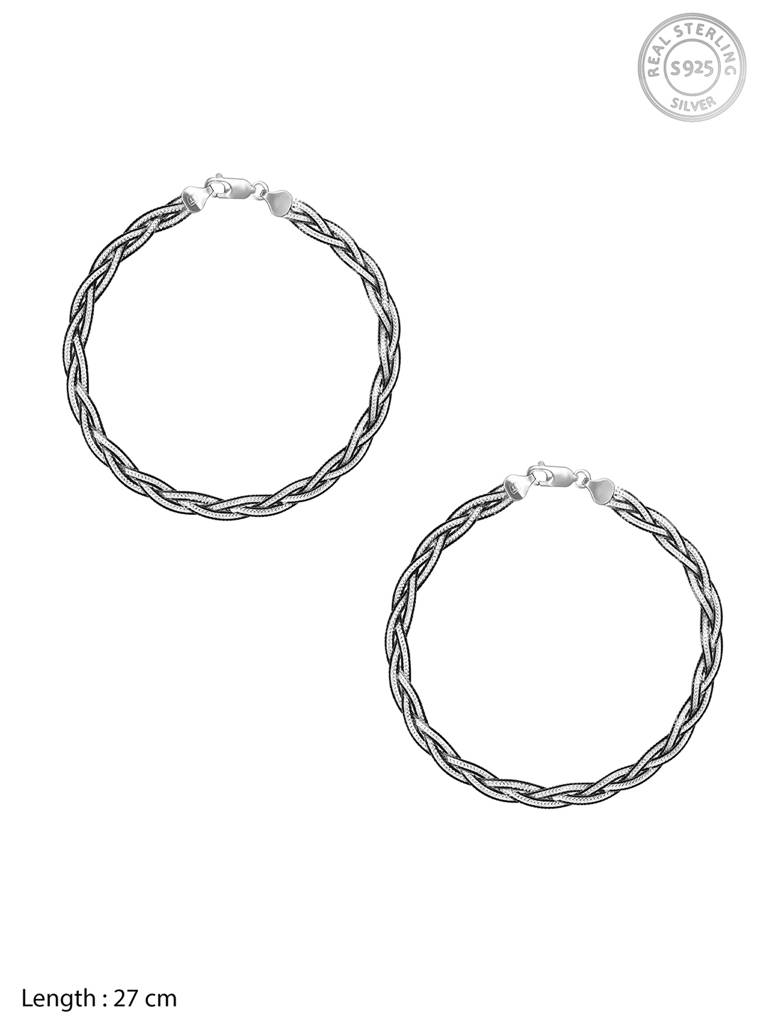 GIVA 925 Sterling Silver Braided Chunky Chain Anklet