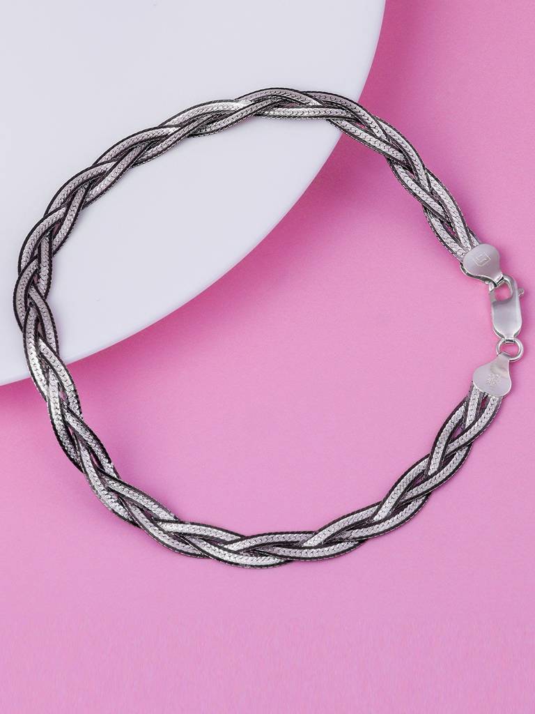 GIVA 925 Sterling Silver Braided Chunky Chain Anklet