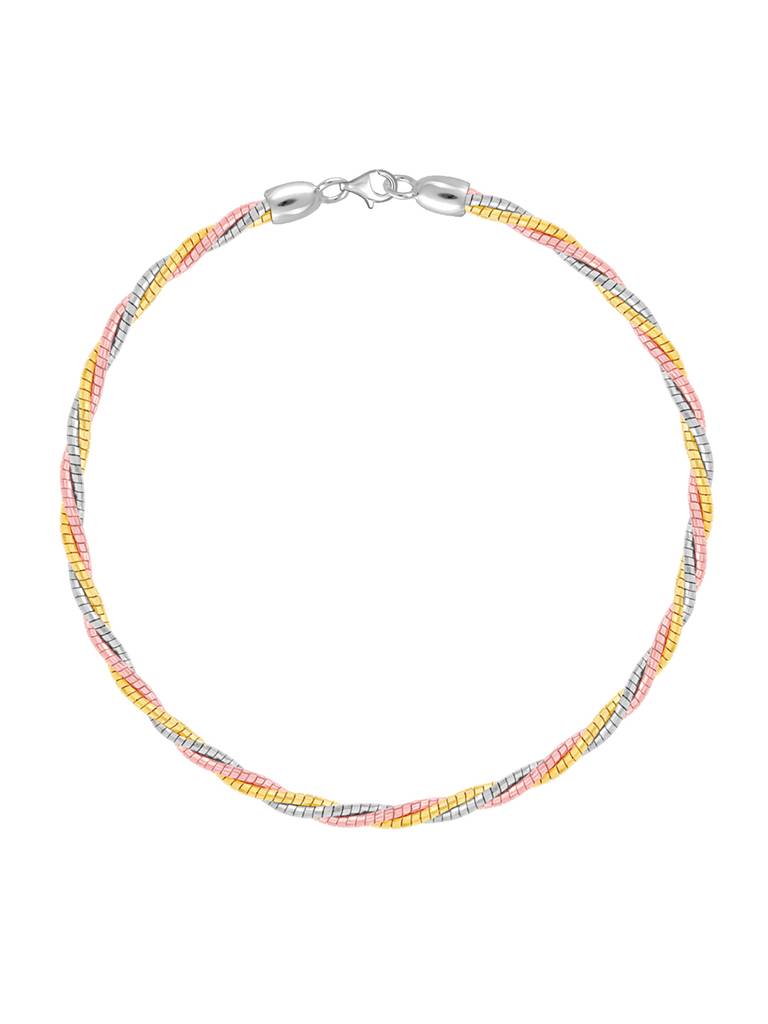 GIVA 925 Sterling Silver Triple Tone Love Entwined Anklet