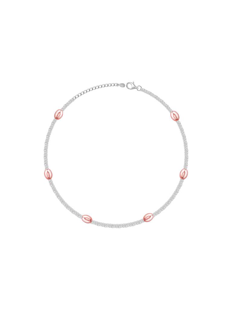 GIVA 925 Sterling Silver Rose Gold Beaded Anklet