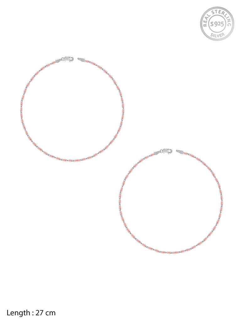 GIVA 925 Sterling Silver & Rose Gold Dual Tone Pirouette Anklet