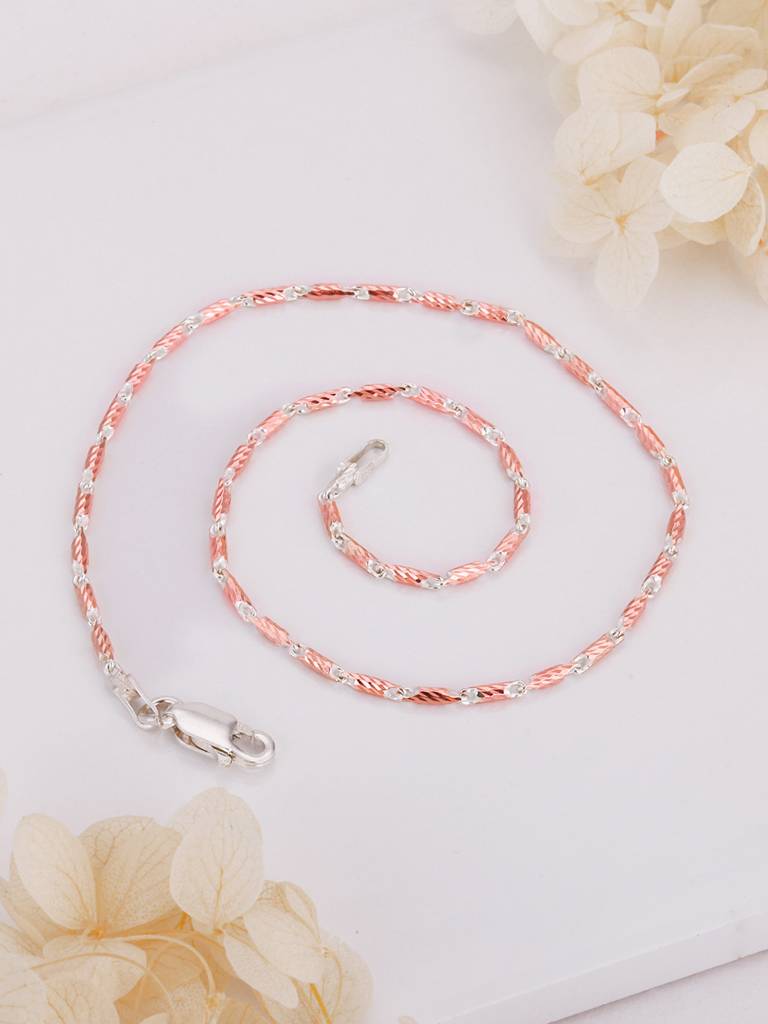 GIVA 925 Sterling Silver & Rose Gold Dual Tone Pirouette Anklet