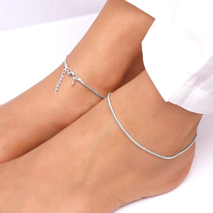 Giva 925 Sterling Silver Classy Anklet,Pair | Gifts For Women And Girls | With Certificate : A0215