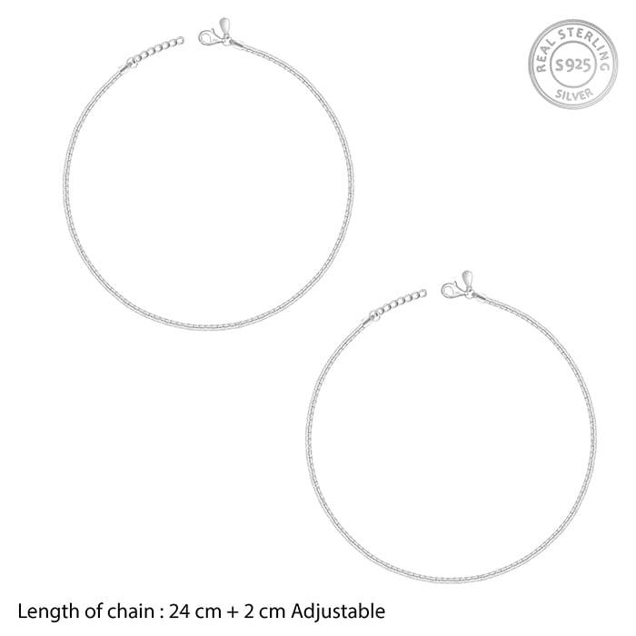 Giva 925 Sterling Silver Classy Anklet,Pair | Gifts For Women And Girls | With Certificate : A0215