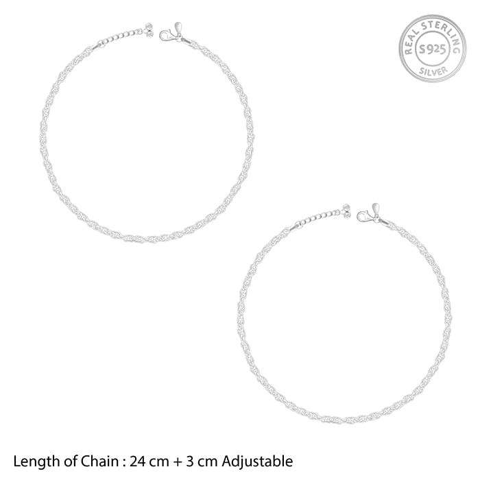Giva 925 Sterling Silver Linkchain Anklet,Pair | Gifts For Women And Girls | With Certific : A0217