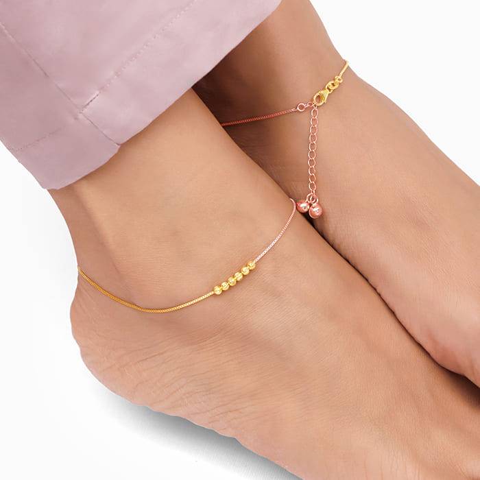Giva 925 Silver Rose Gold And Golden Beaded Ankletsare Are Single : A0227