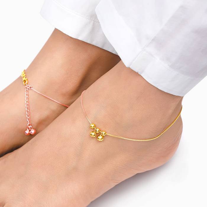 Giva 925 Silver Rose Gold And Golden Glimmering Ties Ankletare Are Single : A0228
