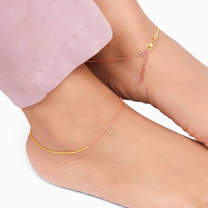 Giva 925 Sterling Silver Rose Gold And Golden Cable Chain Anklets,Single| Gifts For Women  : A0229