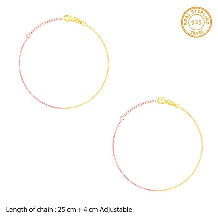 Giva 925 Sterling Silver Rose Gold And Golden Cable Chain Anklets,Single| Gifts For Women  : A0229