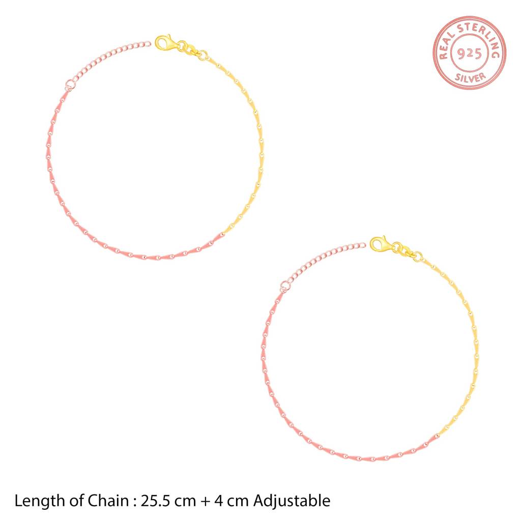 Giva 925 Silver Rose Gold And Golden Elegance Anklet : A0232