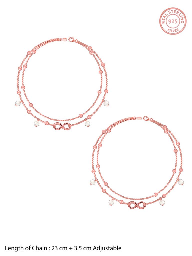 Silver Rose Gold Infinity Grace Ankletare Are Single : A0247