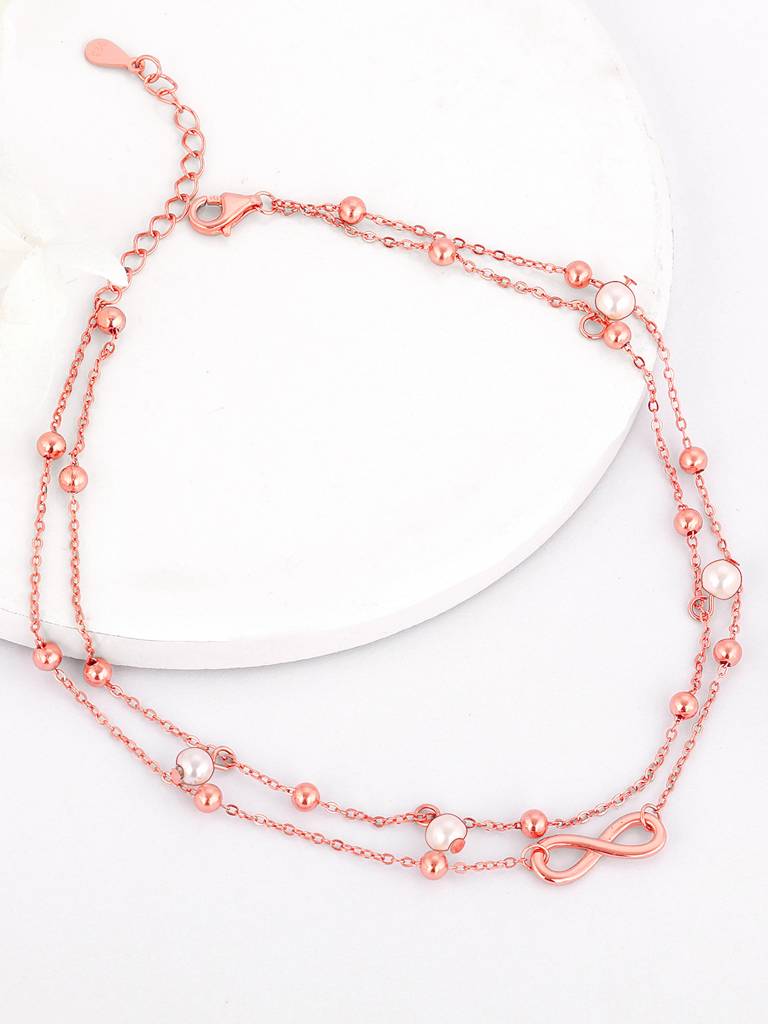 Silver Rose Gold Infinity Grace Ankletare Are Single : A0247