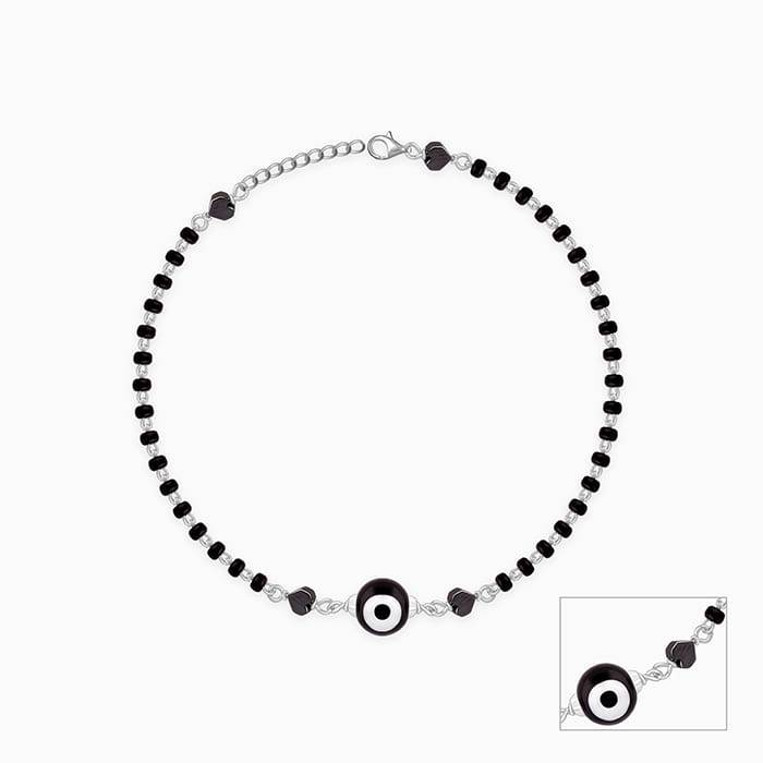 Giva 925 Sterling Silver Black Evil Eye Anklet,Single | Gifts For Women And Girls | With C : A0256