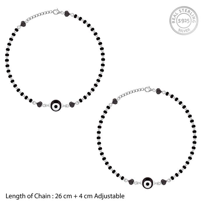Giva 925 Sterling Silver Black Evil Eye Anklet,Single | Gifts For Women And Girls | With C : A0256