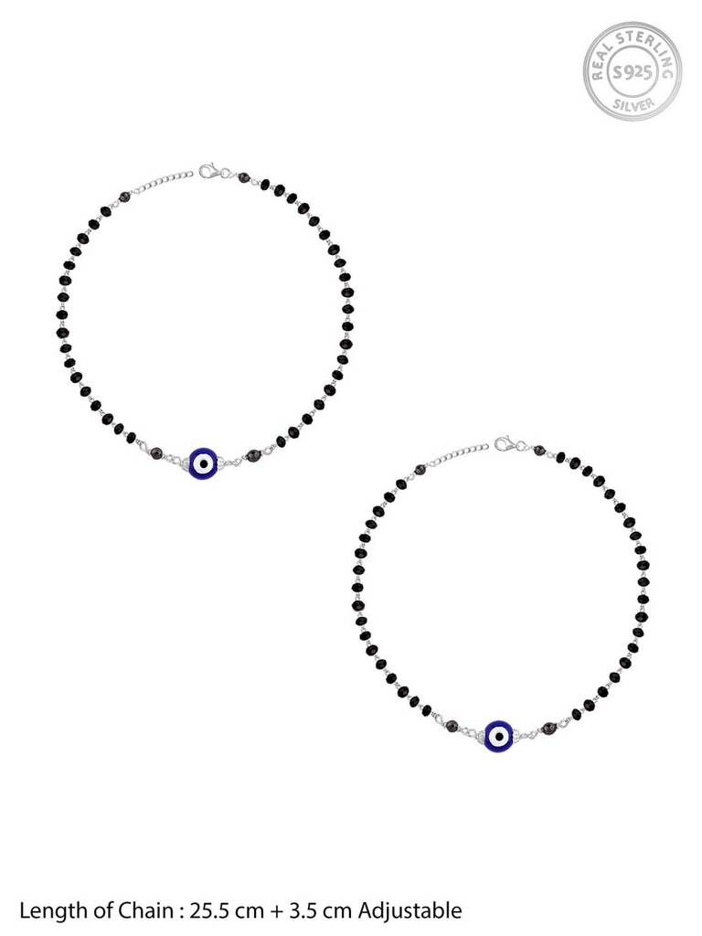 Giva 925 Silver Evil Eye Beaded Ankletare Are Single : A0260