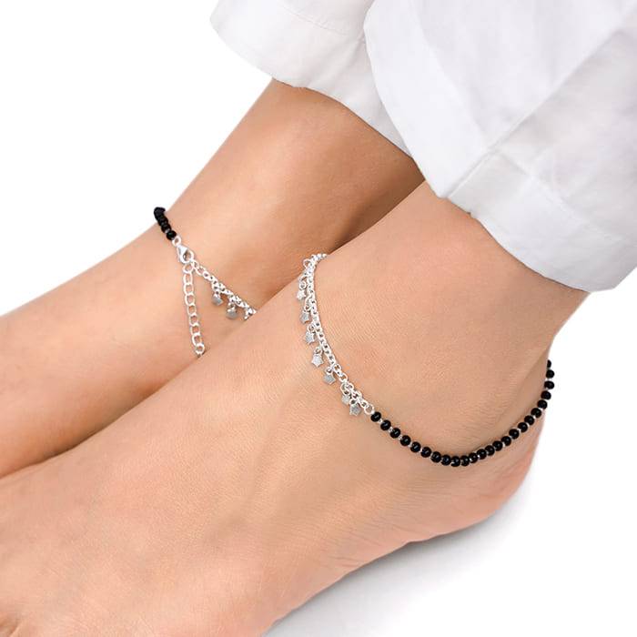 Giva 925 Sterling Silver Unique Vibe Anklet,Pair | Gifts For Women And Girls | With Certif : A0278