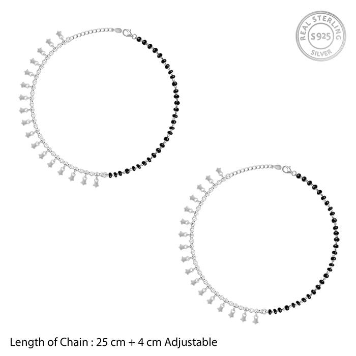 Giva 925 Sterling Silver Unique Vibe Anklet,Pair | Gifts For Women And Girls | With Certif : A0278