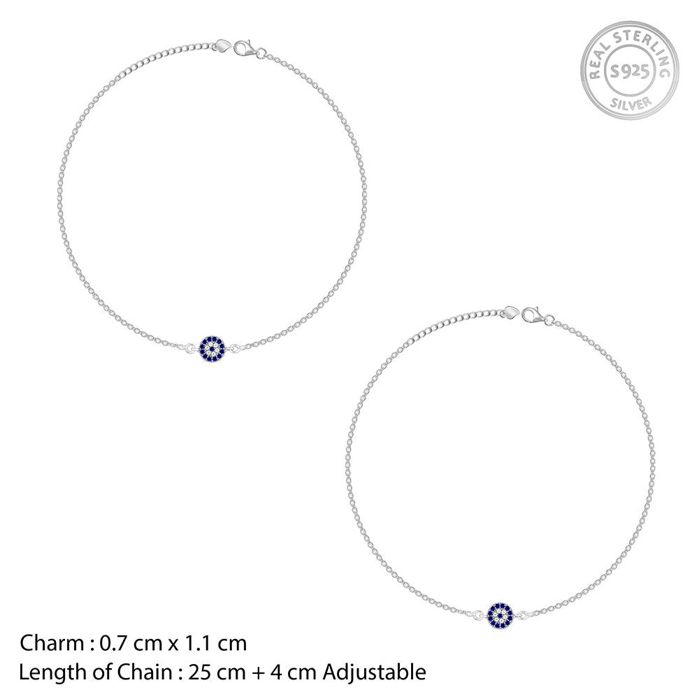 Giva 925 Silver Evil Eye Ankletare Are Single : A0282