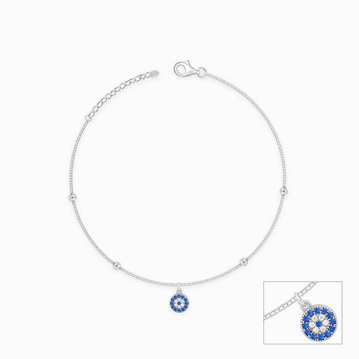 Giva 925 Sterling Silver Evil Eye Charm Anklet,Single | Gifts For Women And Girls | With C : A0283