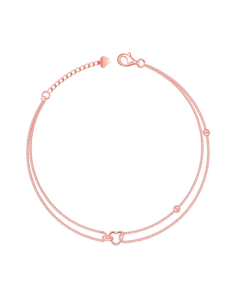 Giva 925 Silver Rose Gold Lovely Heart Ankletare Are Single : A0286