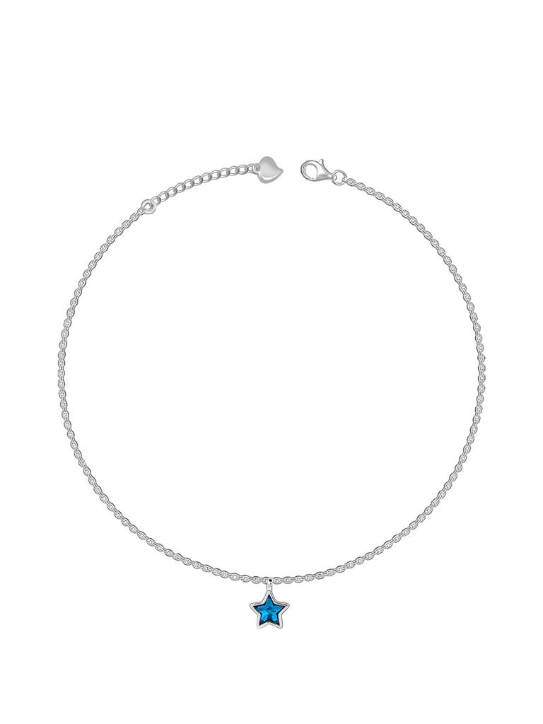 Silver Blue Star Ankletare Are Single : A0292
