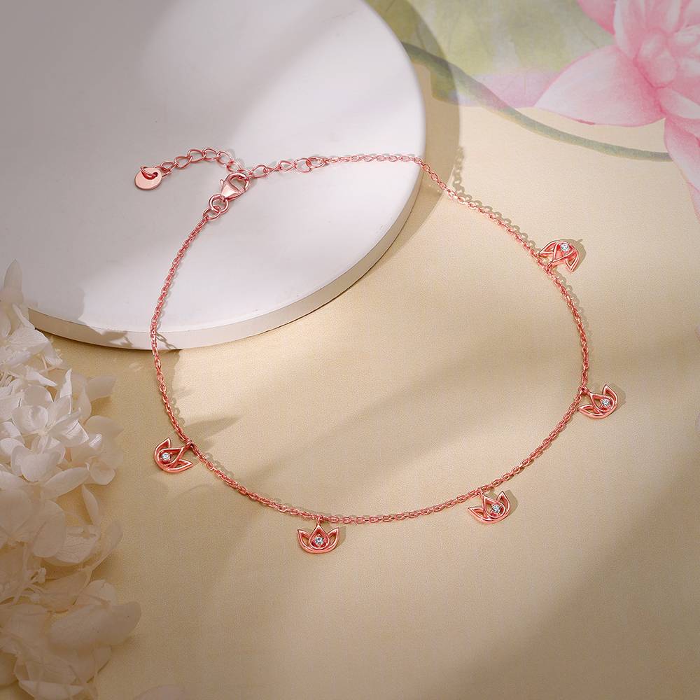 Giva 925 Silver Rose Gold Sushma Kamal Anklet,Single : A0302