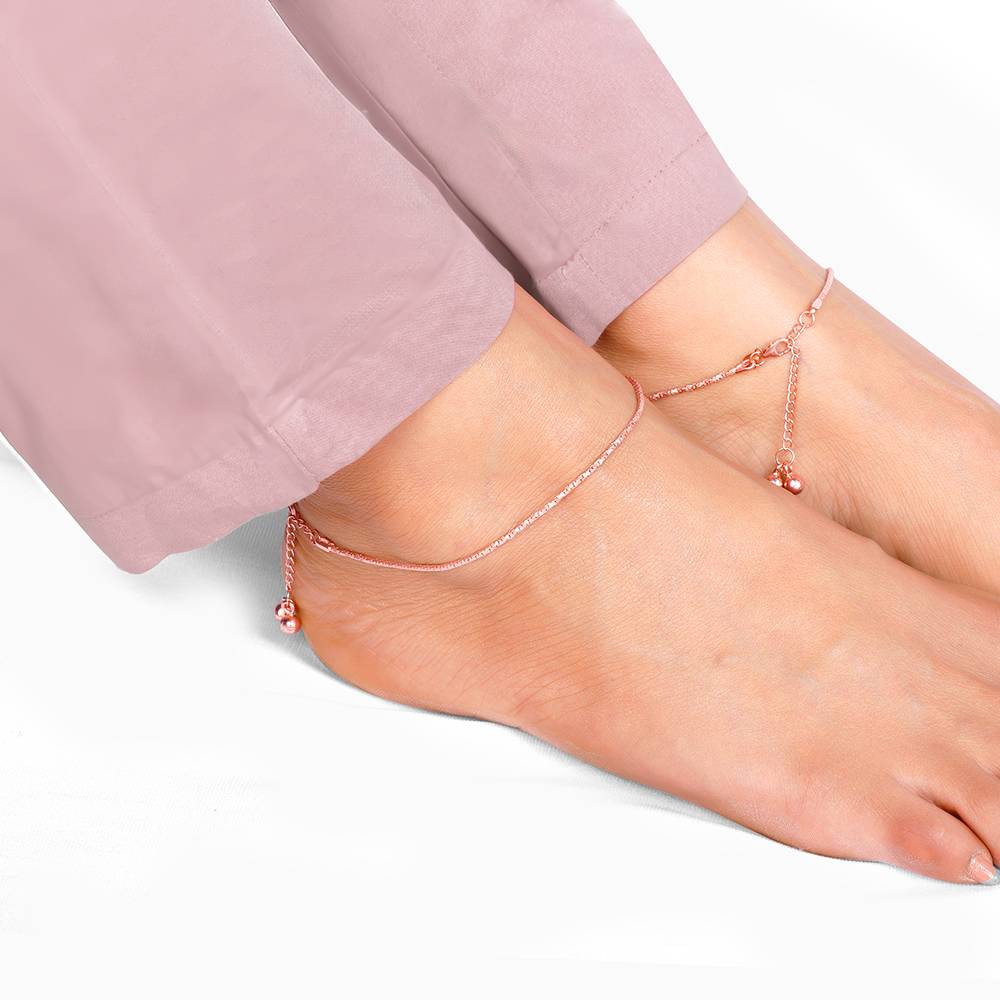 Giva 925 Silver Rose Gold Sparkling Light Anklet,Single : A0309