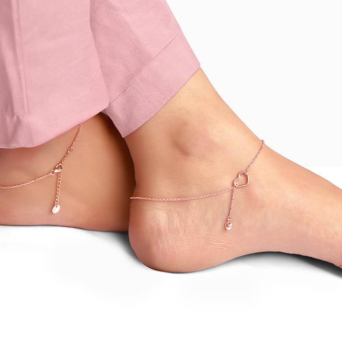 Rose Gold Love-Filled Anklet,Single | Gifts For Women And Girls | With Certificate Of Auth : A0316