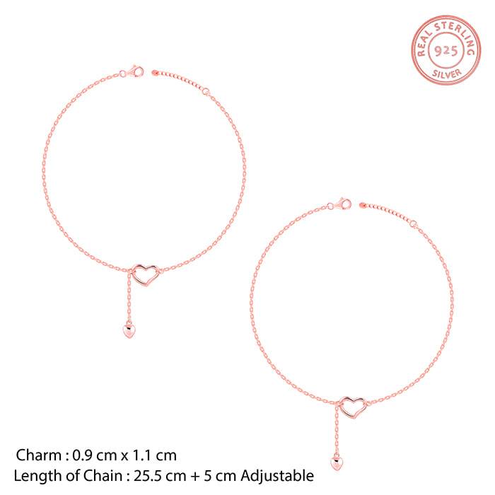Rose Gold Love-Filled Anklet,Single | Gifts For Women And Girls | With Certificate Of Auth : A0316