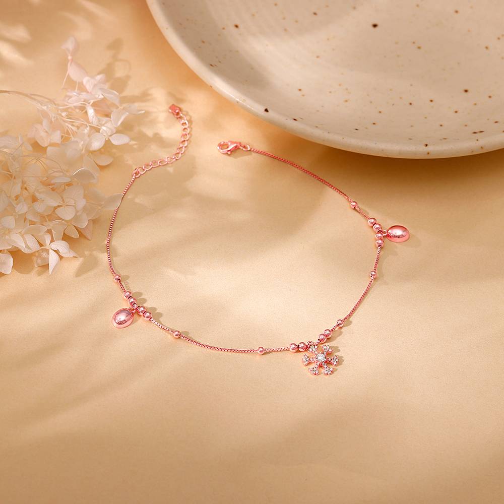 Giva 925 Silver Rose Gold Winter Wonderland Anklet,Single : A0317