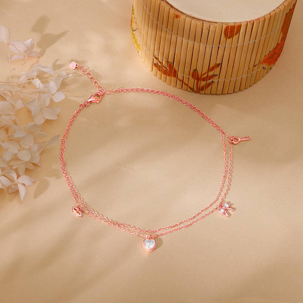 Giva 925 Silver Rose Gold Charm Delight Anklet,Single : A0320
