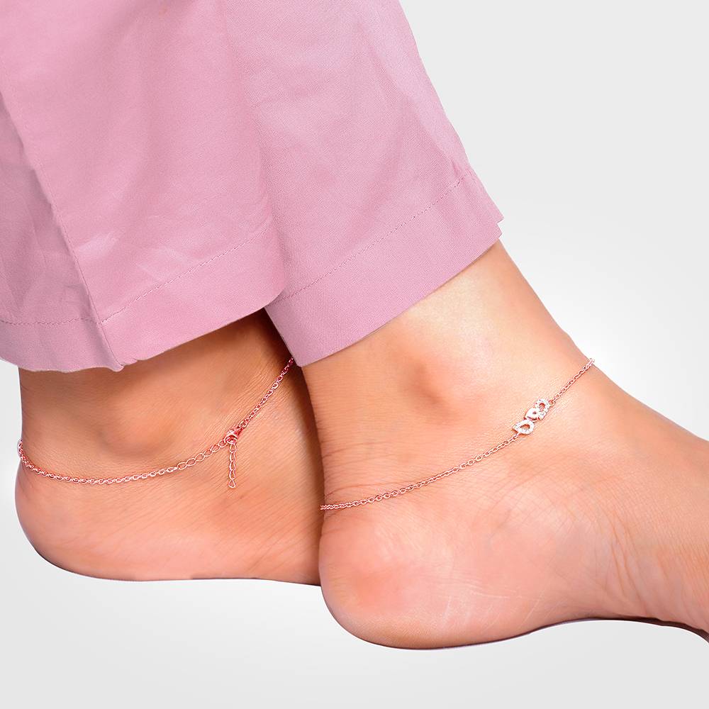 925 Silver Rose Gold Soft Glimmer Anklet : A0324