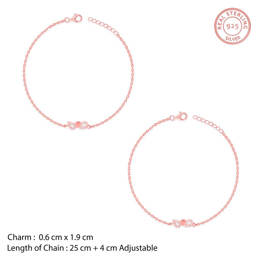 925 Silver Rose Gold Soft Glimmer Anklet : A0324