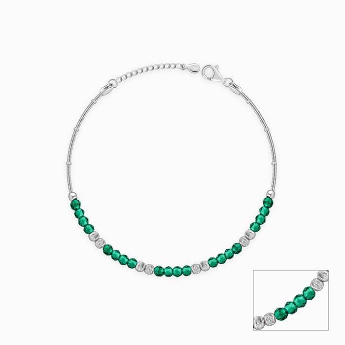Silver Green Simplicity Anklet,Single | Gifts For Women And Girls | With Certificate Of Au : A0333
