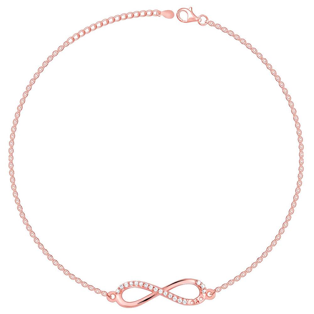 925 Silver Rose Gold Eternal Loop Anklet : A0341