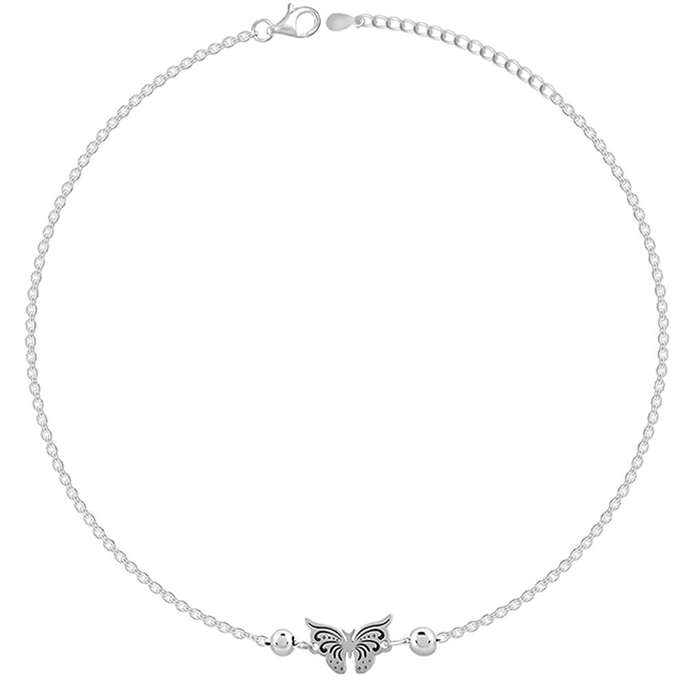 925 Silver Gypsy Butterfly Anklet : A0367