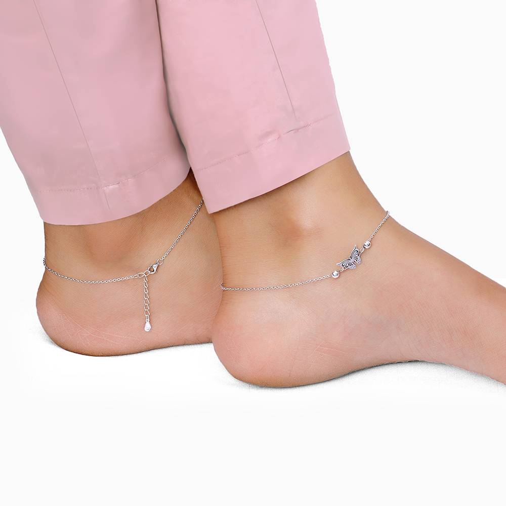 925 Silver Gypsy Butterfly Anklet : A0367