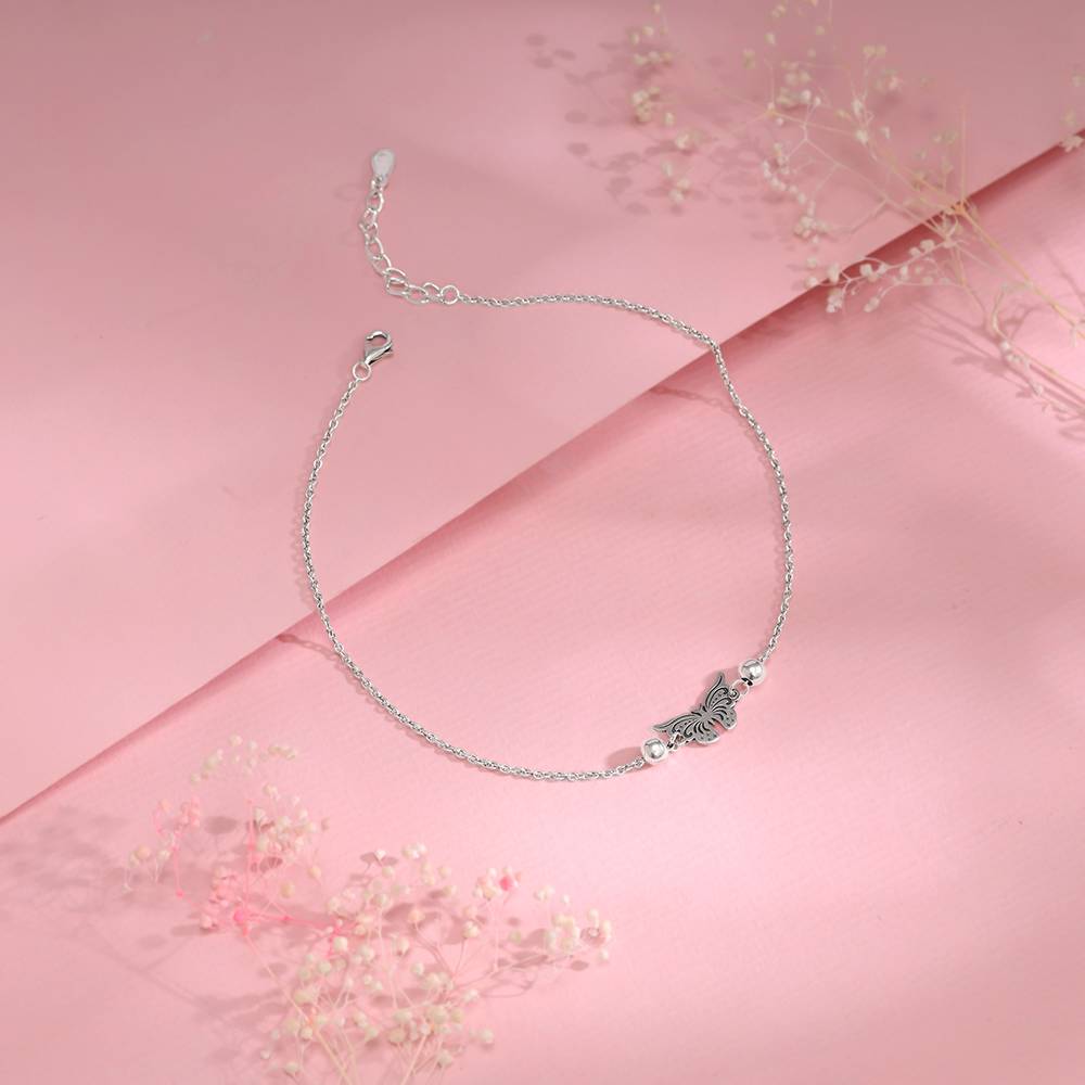 925 Silver Gypsy Butterfly Anklet : A0367