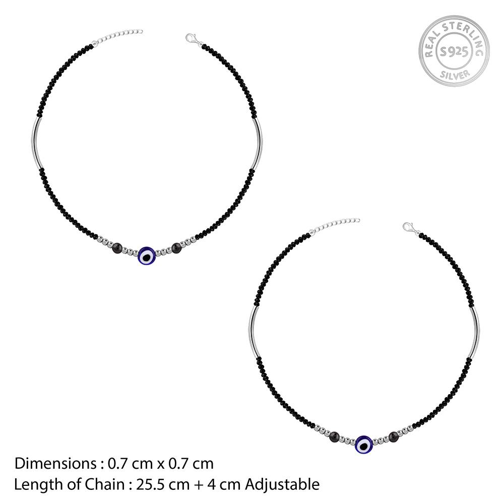 Giva 925 Silver Blue Eye Protection Anklet,Single : A0381