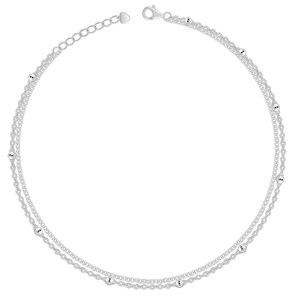 925 Silver Twinkling Duo Anklet : A0384