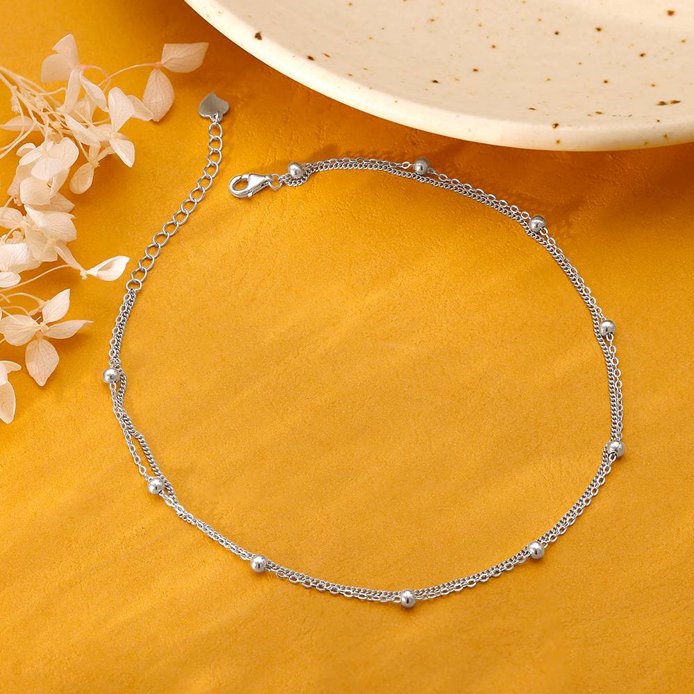 925 Silver Twinkling Duo Anklet : A0384