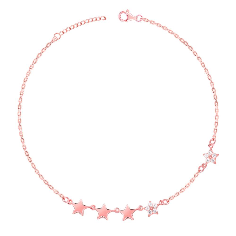 925 Rose Gold Tetrad Stars Anklet : A0411