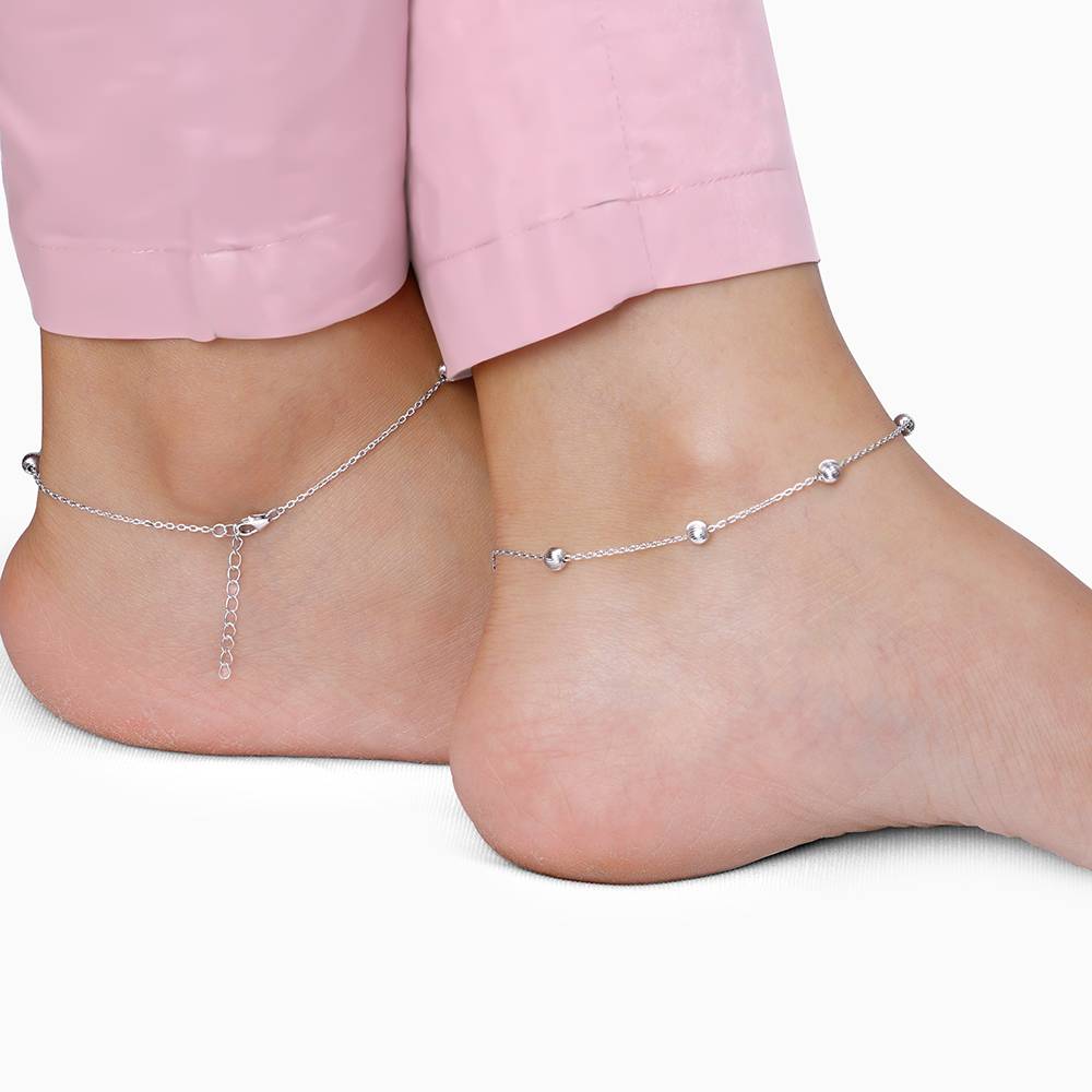 925 Silver Bohemian Beaded Anklet : A0420
