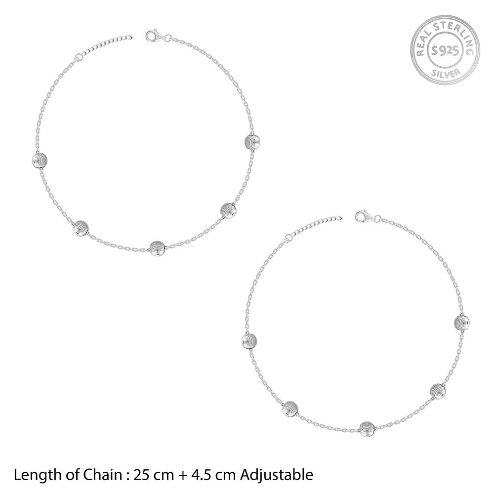 925 Silver Bohemian Beaded Anklet : A0420